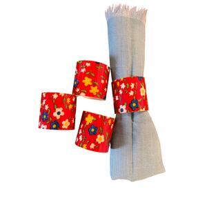 Napkin rings fun floral retro pattern set4 acrylic table decor Summer party
